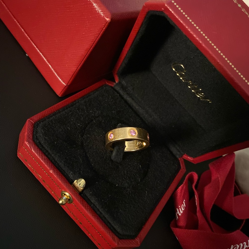 Cartier 18k pink sapphire eternity love ring rare size 54